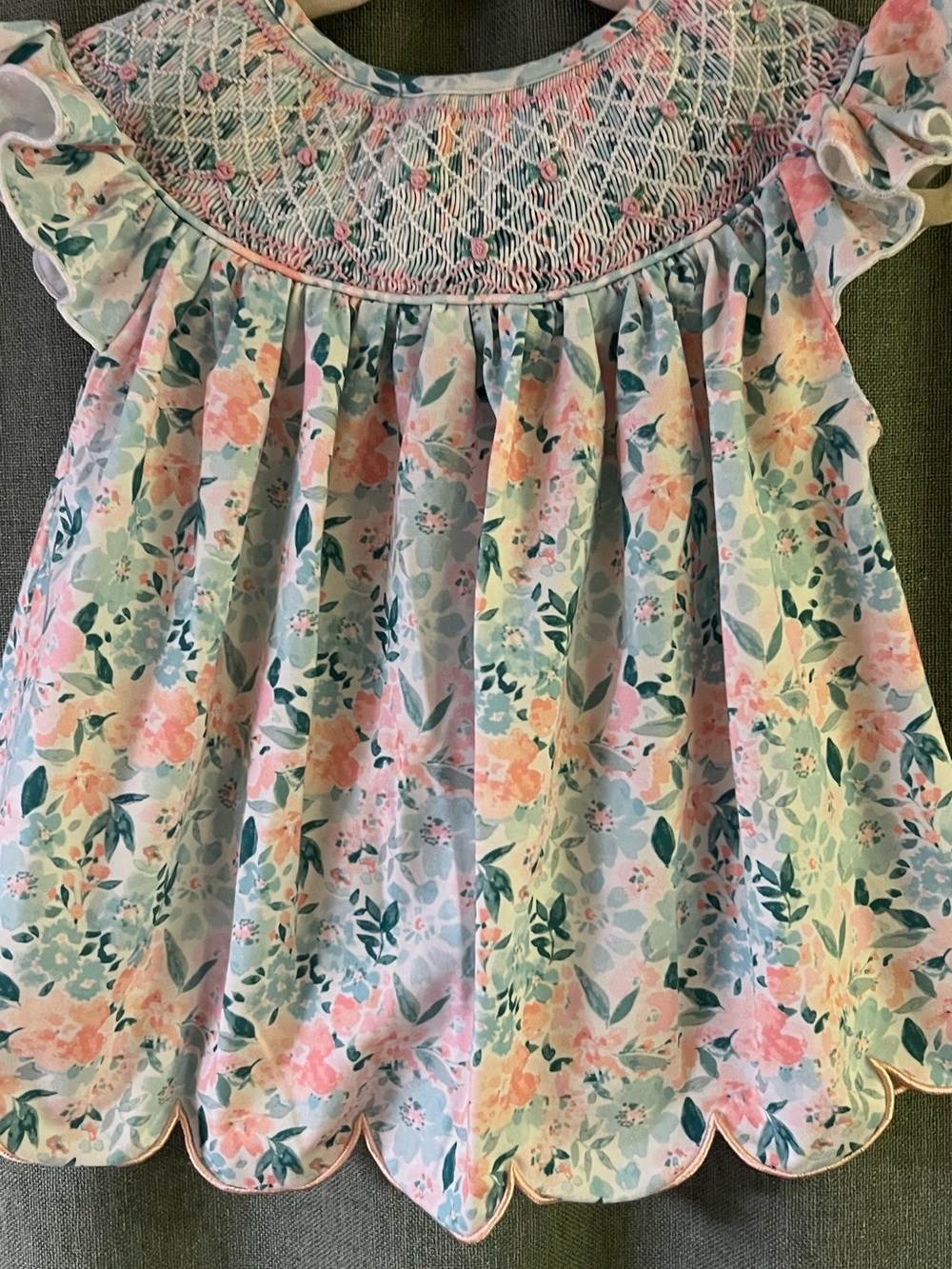 Girls' Floral Smocked Top - Pink & Mint